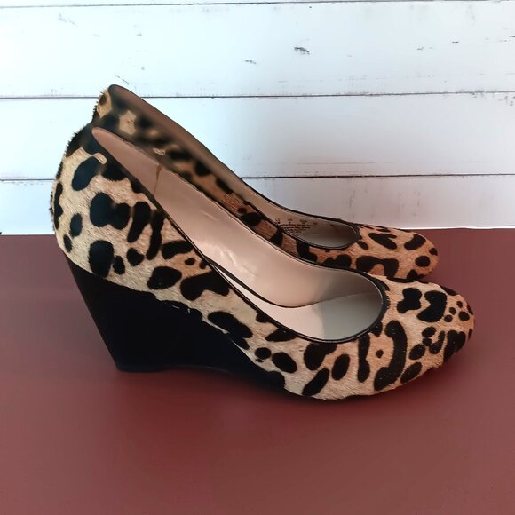 LIKE NEW 💥 FRANCO SARTO Stunning Leopard Print Pump Wedge Heels Shoes Size 6 - Picture 5 of 9